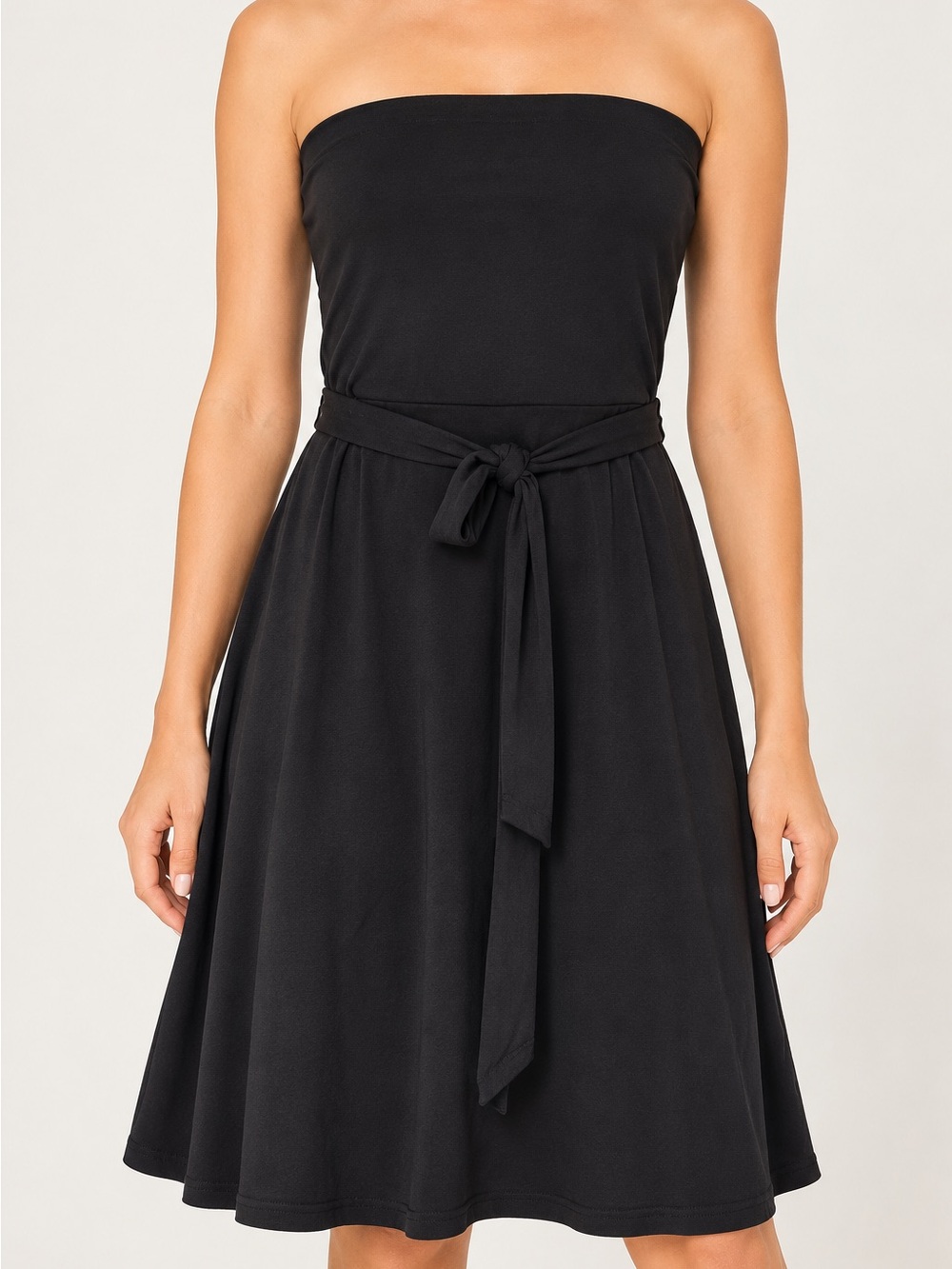 Susana Monaco Black Strapless Tie-Waist Dress M.